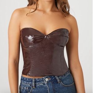 Brown leather tube top. NEVER WORN. NEW WITH TAGS.